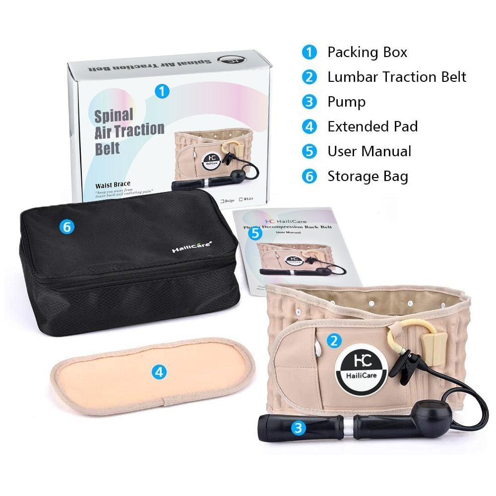 Back Brace Support Belt, Physio Decompression, Back Relief, Waist Lumbar Traction, Backache Heat Therapy, Pain Massager
