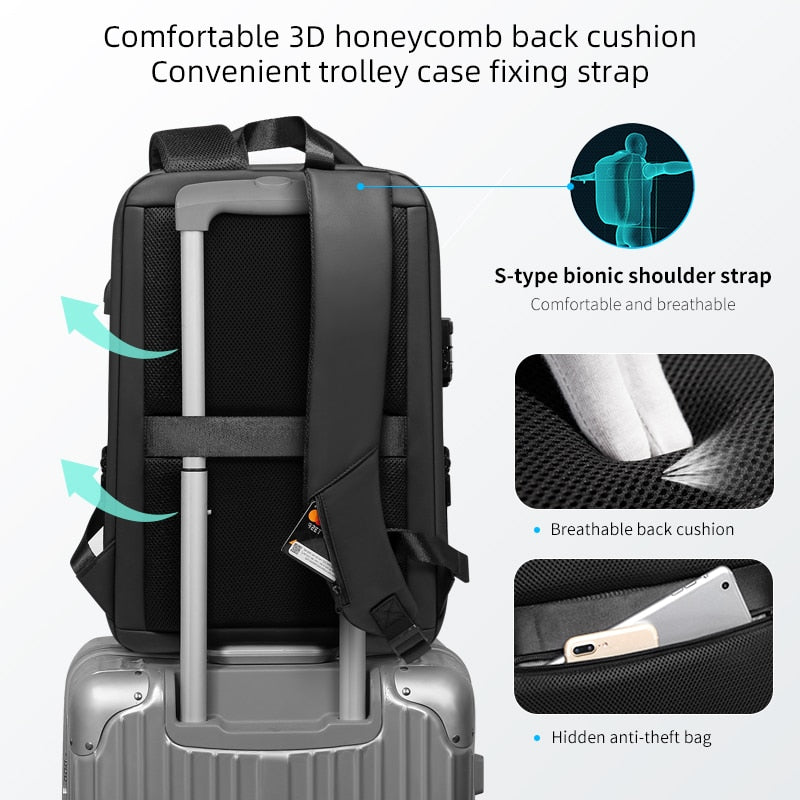 USB Charging, Anti-theft, Waterproof Laptop BagPack.