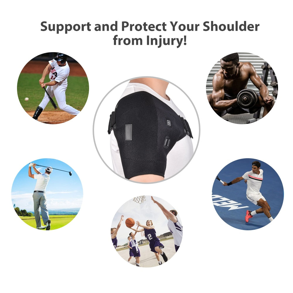 Heat Therapy Shoulder Brace, Adjustable Shoulder Heating Pad for Frozen Shoulder, Bursitis Tendinitis Strain Hot Cold Support Wrap