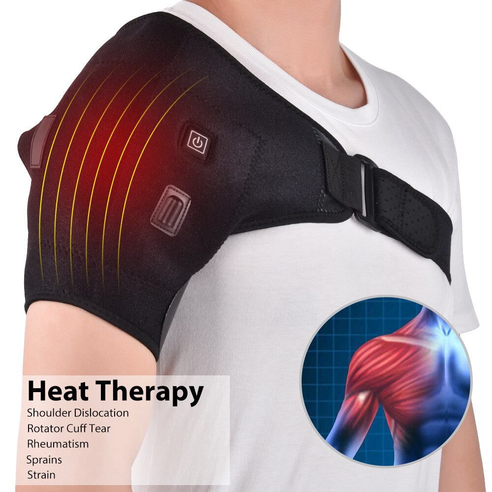 Heat Therapy Shoulder Brace, Adjustable Shoulder Heating Pad for Frozen Shoulder, Bursitis Tendinitis Strain Hot Cold Support Wrap