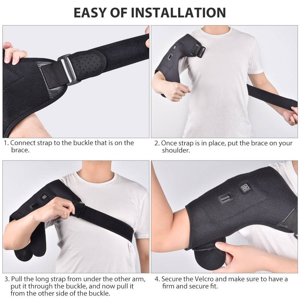 Heat Therapy Shoulder Brace, Adjustable Shoulder Heating Pad for Frozen Shoulder, Bursitis Tendinitis Strain Hot Cold Support Wrap