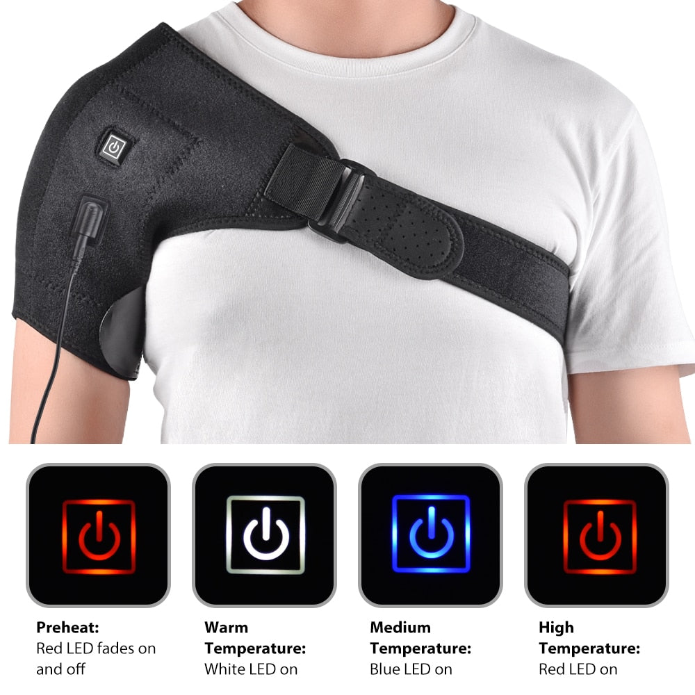Heat Therapy Shoulder Brace, Adjustable Shoulder Heating Pad for Frozen Shoulder, Bursitis Tendinitis Strain Hot Cold Support Wrap
