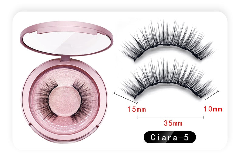 Magnetic False Eyelashes & Liquid Eyeliner Set, 5 Magnets, Natural Fake Eyelashes, Waterproof Lasting Makeup Kit
