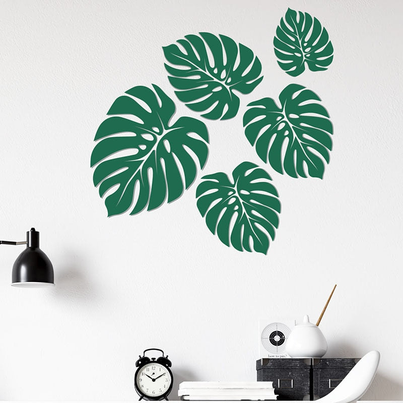 Tropical Leaves Flowers Birds Wall Sticker Home Decor