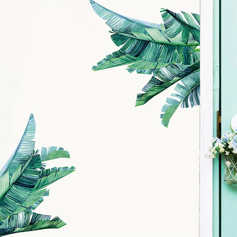 Tropical Leaves Flowers Birds Wall Sticker Home Decor
