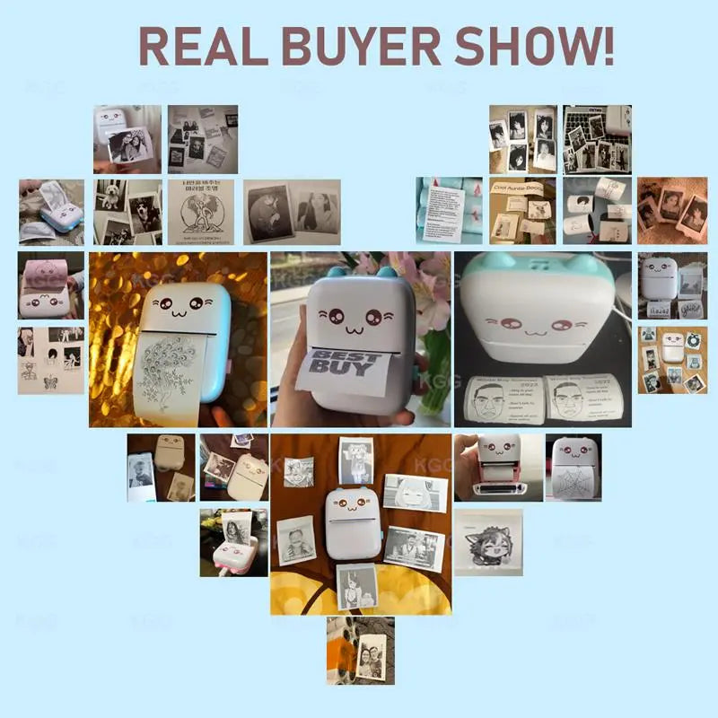 Mini Printer Portable Thermal Photo Lable Printing Pocket Printer Inkless 57mm Printing Wireless BT 200dpi Android IOS Printers