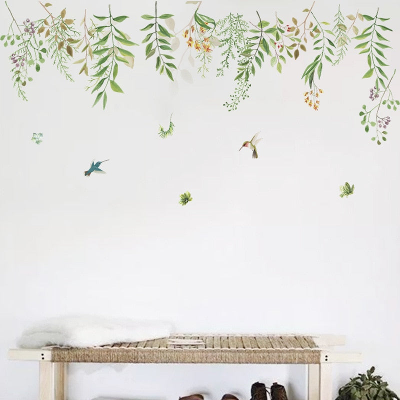 Tropical Leaves Flowers Birds Wall Sticker Home Decor