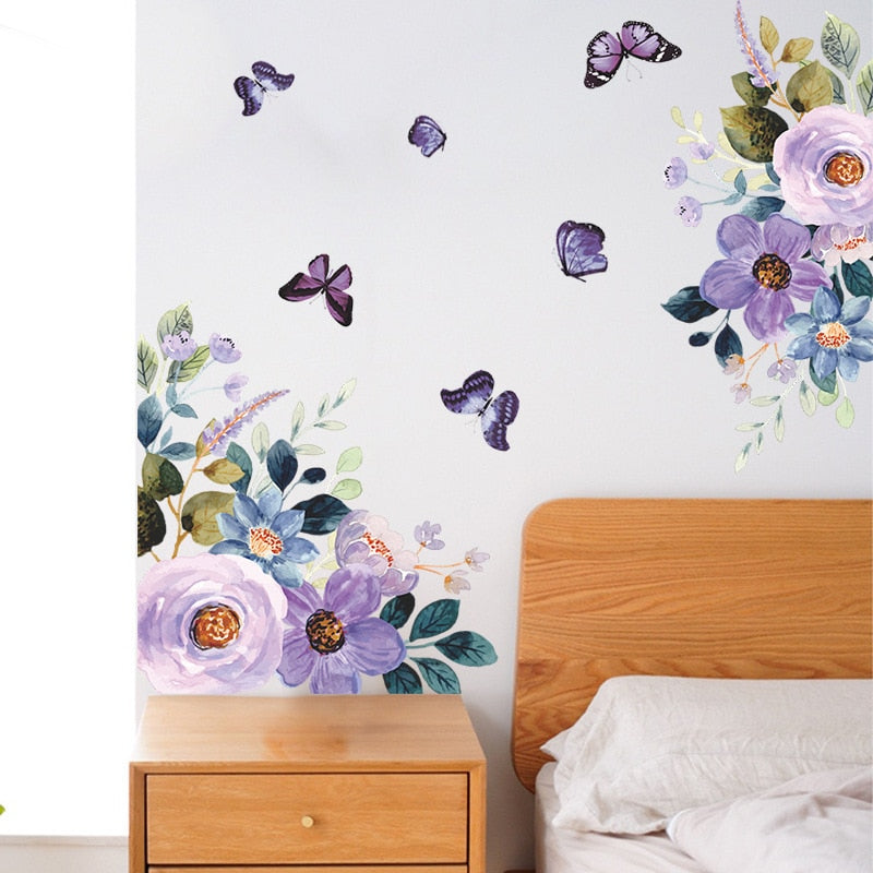 Tropical Leaves Flowers Birds Wall Sticker Home Decor