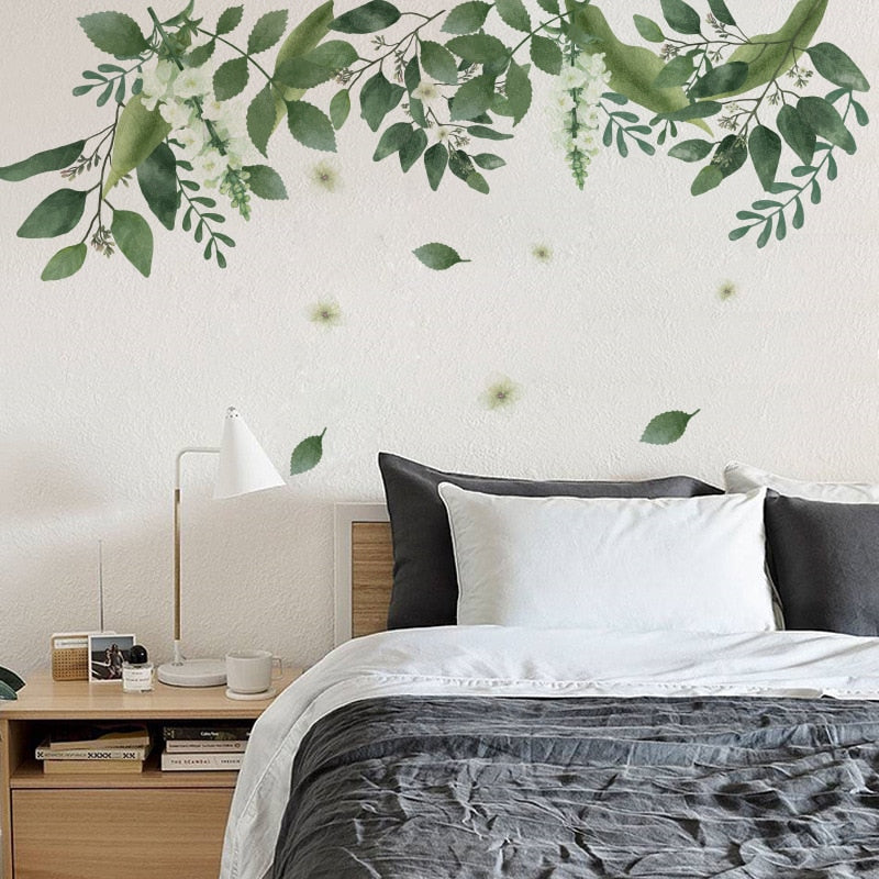Tropical Leaves Flowers Birds Wall Sticker Home Decor