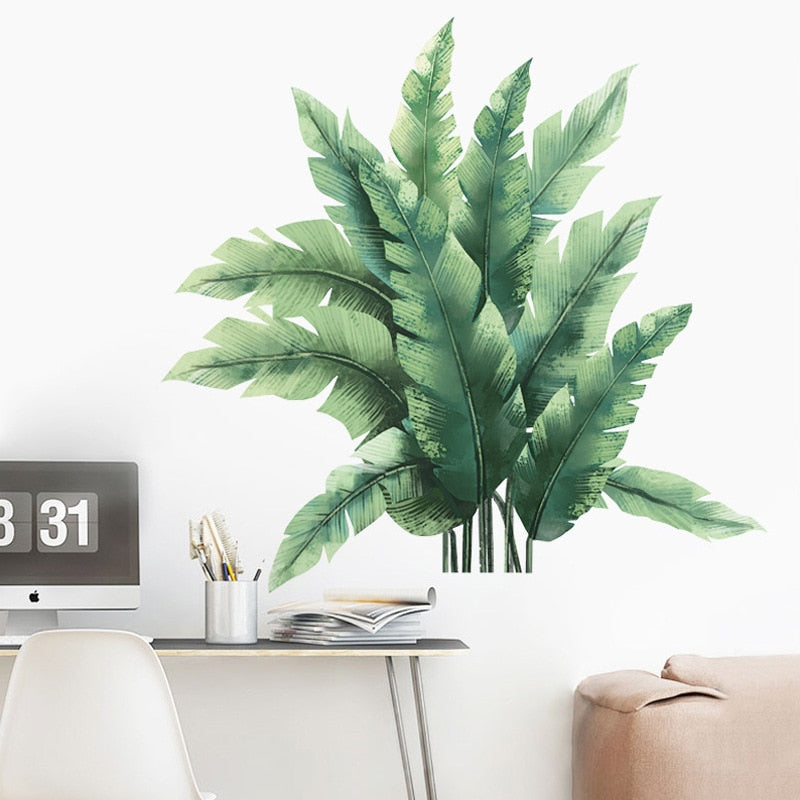 Tropical Leaves Flowers Birds Wall Sticker Home Decor