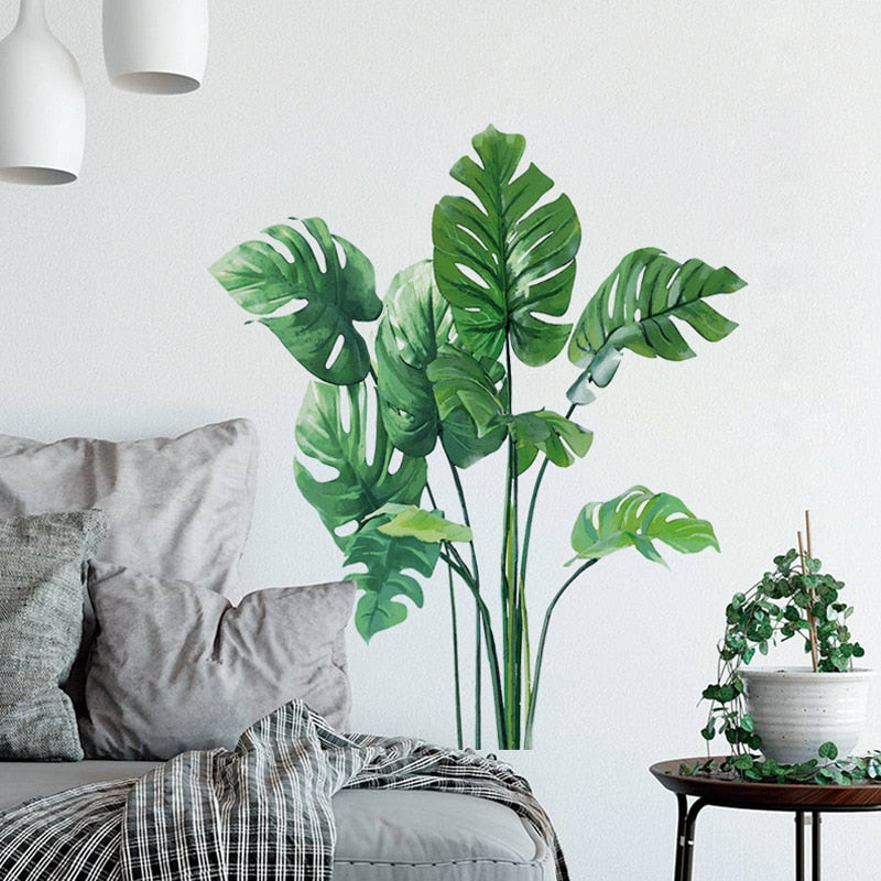 Tropical Leaves Flowers Birds Wall Sticker Home Decor