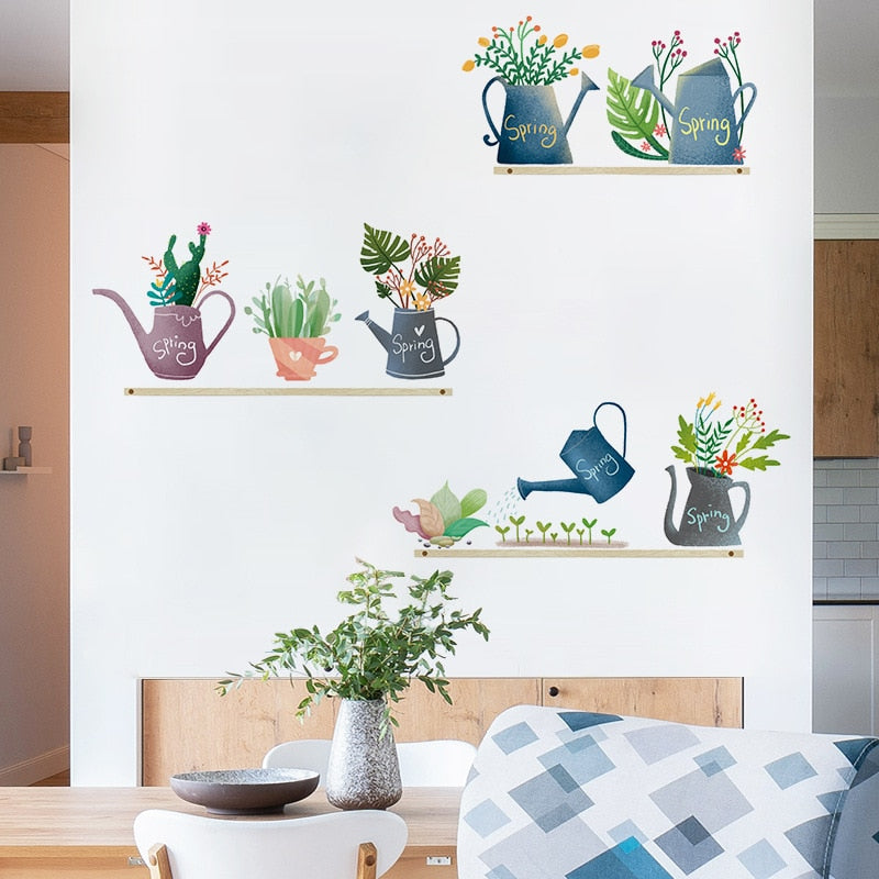 Tropical Leaves Flowers Birds Wall Sticker Home Decor