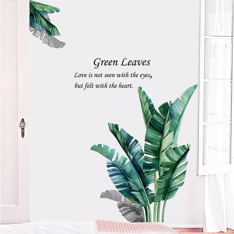Tropical Leaves Flowers Birds Wall Sticker Home Decor
