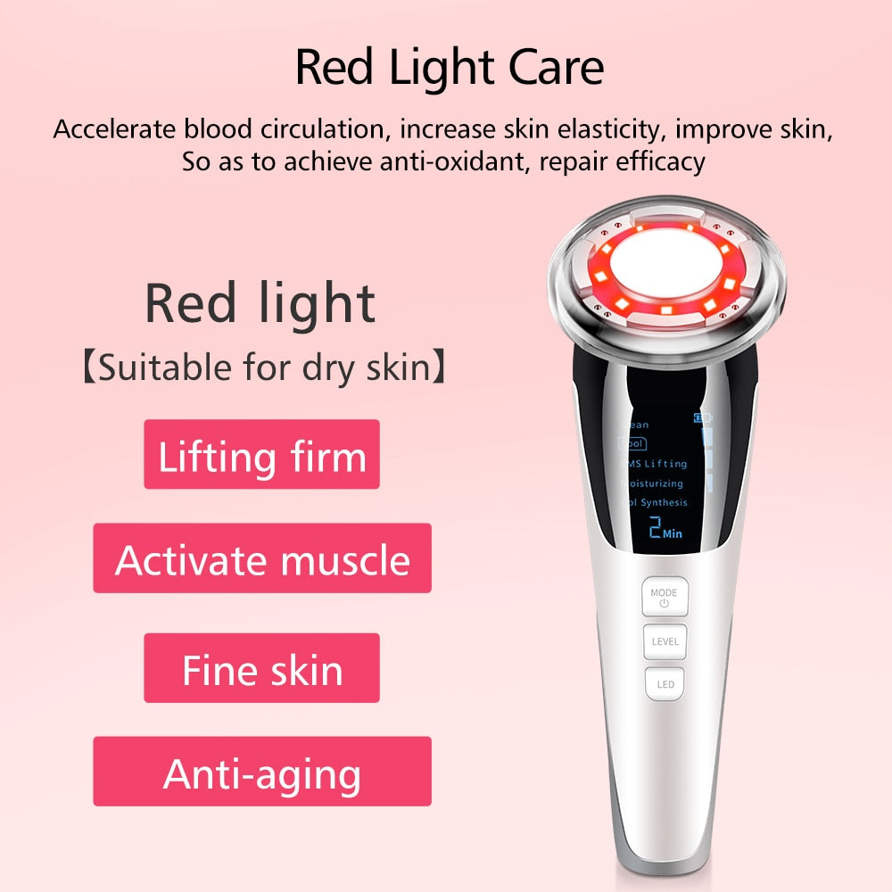7in1 EMS Radio Mesotherapy Electroporation Lifting Beauty LED Photon Face Skin Rejuvenation Remover Wrinkle Radio Frequency