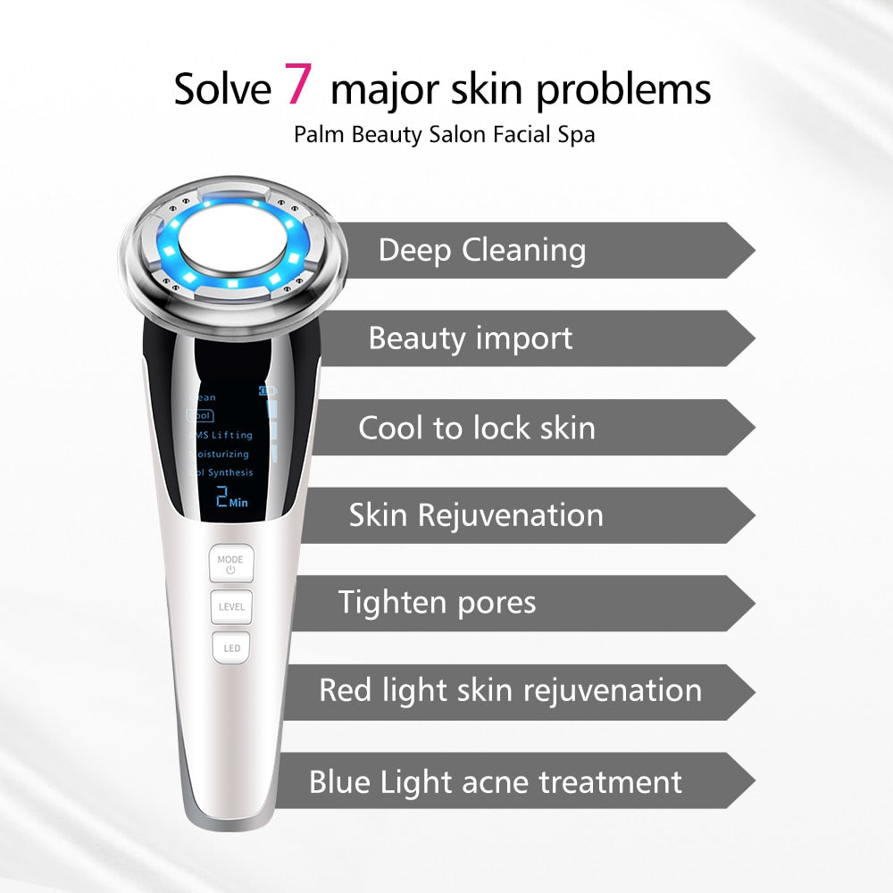 7in1 EMS Radio Mesotherapy Electroporation Lifting Beauty LED Photon Face Skin Rejuvenation Remover Wrinkle Radio Frequency