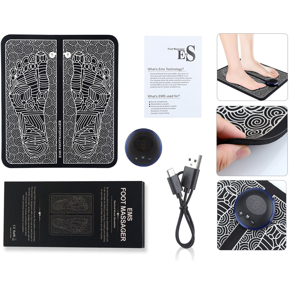 EMS Physiotherapy Foot Massage Multi-directional Electric Muscle Stimulator Contraction Promote Blood Circulation USB