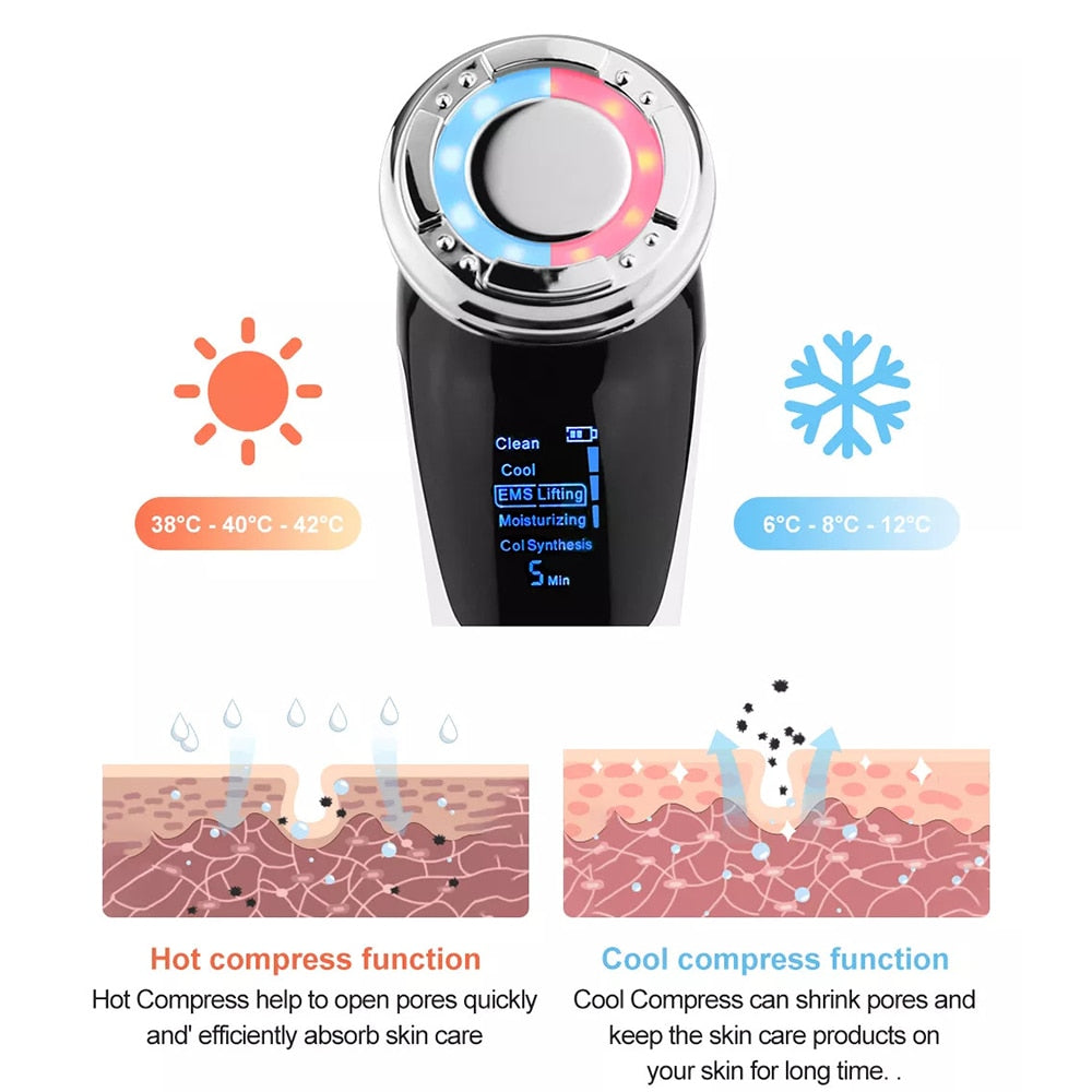 7in1 EMS Radio Mesotherapy Electroporation Lifting Beauty LED Photon Face Skin Rejuvenation Remover Wrinkle Radio Frequency