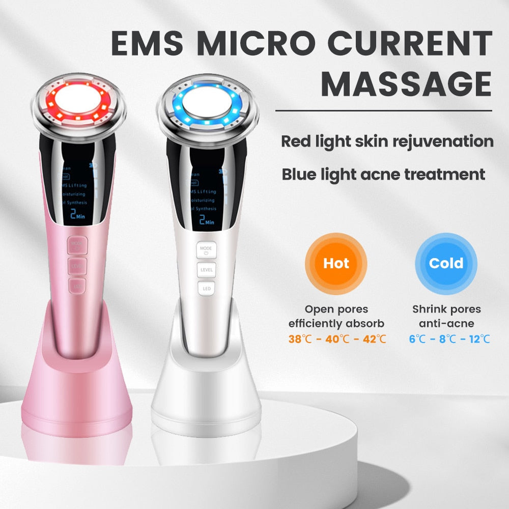 7in1 EMS Radio Mesotherapy Electroporation Lifting Beauty LED Photon Face Skin Rejuvenation Remover Wrinkle Radio Frequency