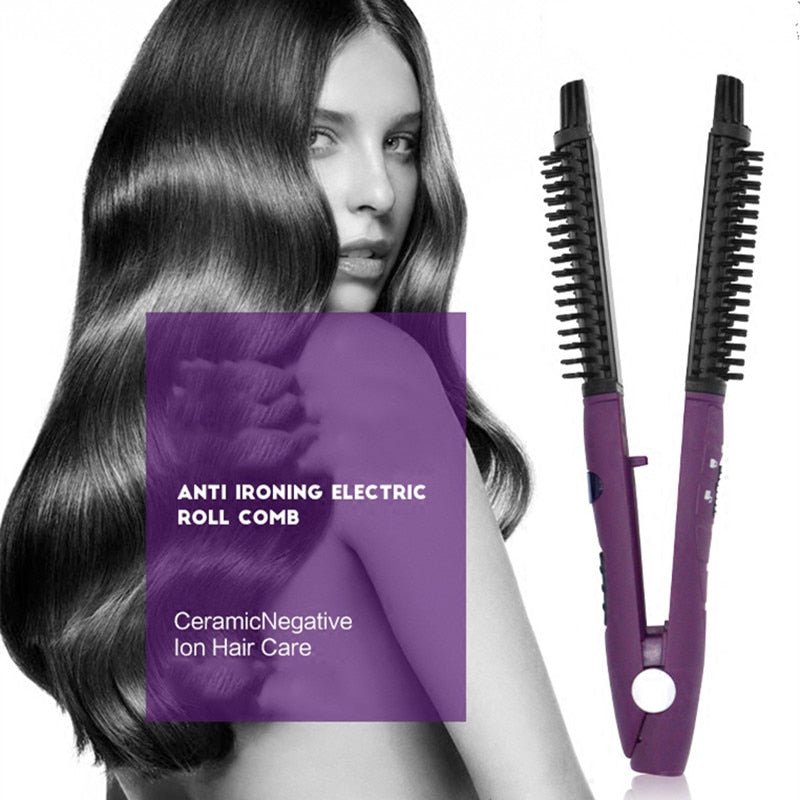3-in-1 Hair Straightener Curling Iron Ionic Ceramic Hot Brush Styler, Hair Straightening Tools, Styling Salon Anti Scald Curler