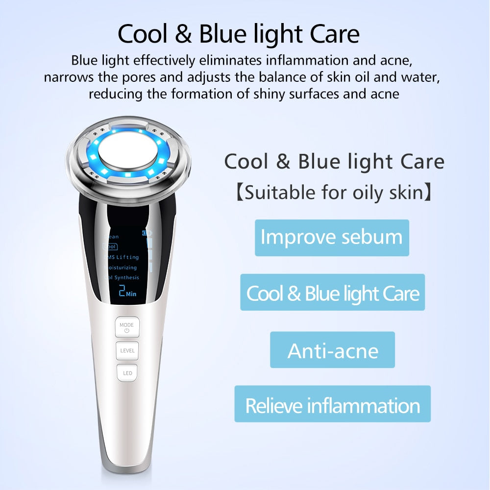 7in1 EMS Radio Mesotherapy Electroporation Lifting Beauty LED Photon Face Skin Rejuvenation Remover Wrinkle Radio Frequency